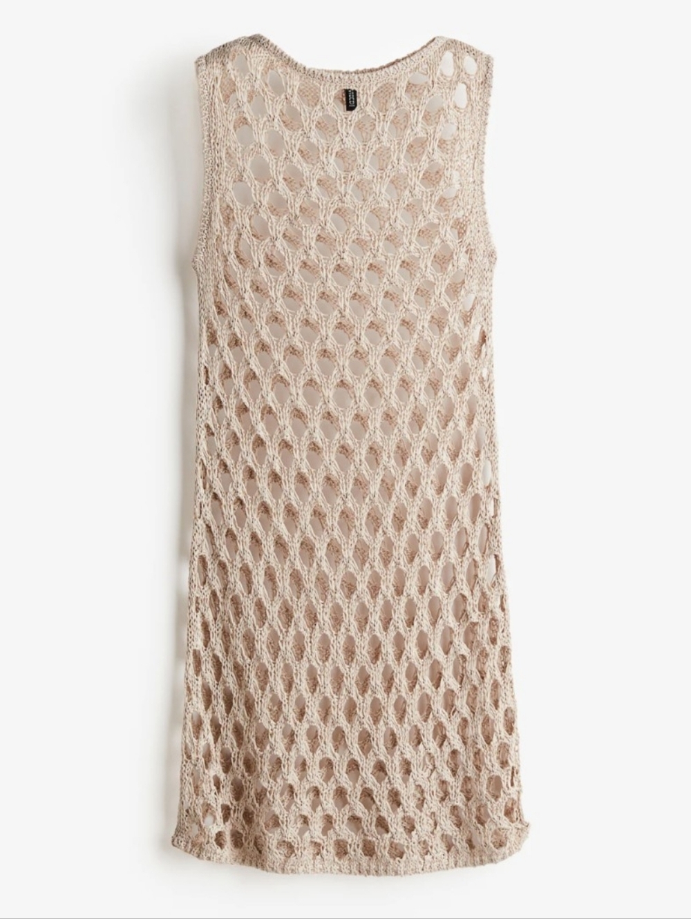H&M Divided Crochet Knit Dress Beige Sleeveless Sheer Boho Cover Up Small